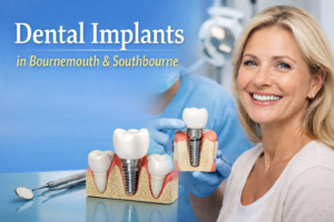 Bournemouth dentist explaining risks of dental implants in Turkey to patient